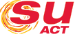 Red text reads SU ACT, with a yellow and red swirl behind the S. This is one of SU ACT's logos. 